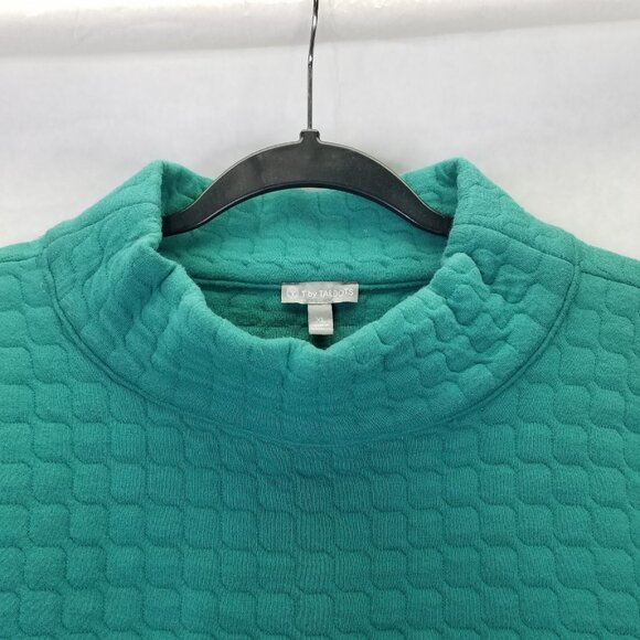 T By Talbots Sweatshirt Women’s XL Quilted Mock Neck Pullover Green Curved Hem - Picture 2 of 12
